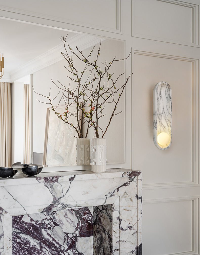 Silvaris Marble Wall Sconce with Opal Glass Globe