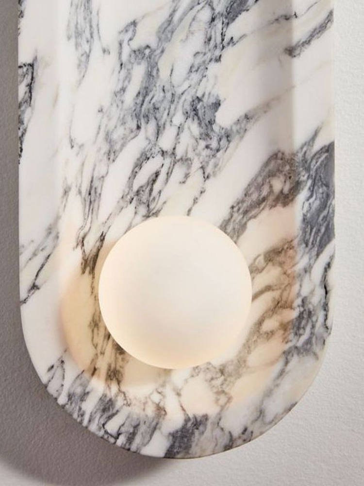 Silvaris Marble Wall Sconce with Opal Glass Globe