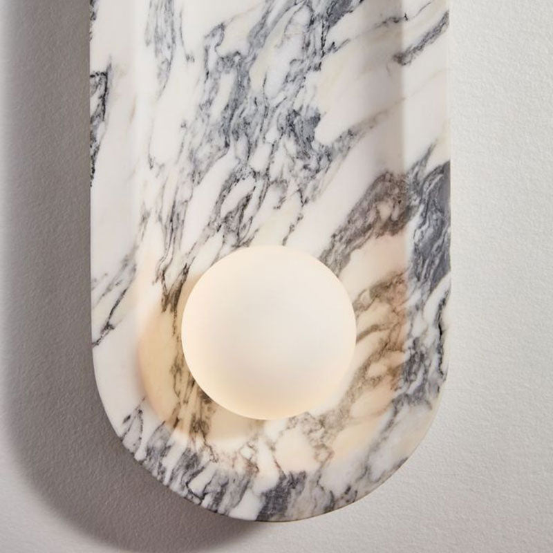 Silvaris Marble Wall Sconce with Opal Glass Globe