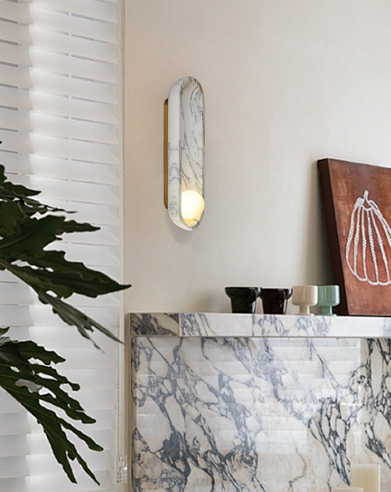 Silvaris Marble Wall Sconce with Opal Glass Globe