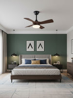Silven Curve Ceiling Fan Light with LED – Modern Walnut Fan for Living Spaces