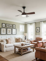 Silven Curve Ceiling Fan Light with LED – Modern Walnut Fan for Living Spaces