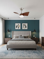 Silven Curve Ceiling Fan Light with LED – Modern Walnut Fan for Living Spaces