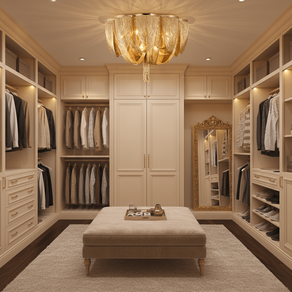Cascading Chain Tassel Ceiling Light in Silver or Gold
