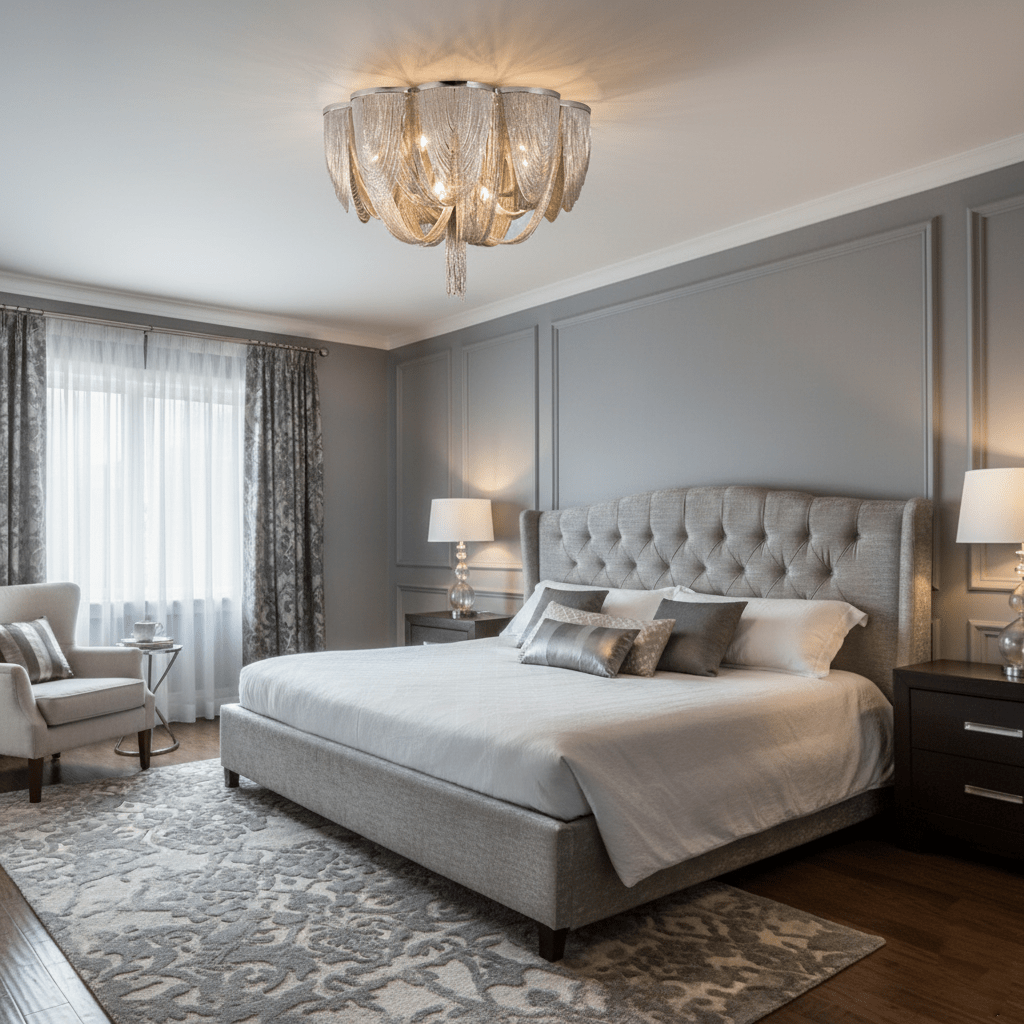 Cascading Chain Tassel Ceiling Light in Silver or Gold