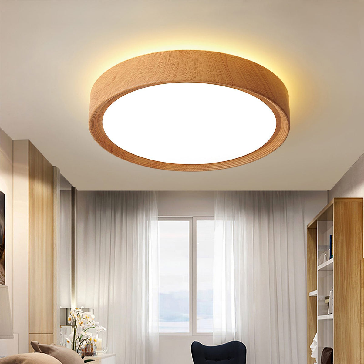 Simple Wood Grain LED Ceiling Light