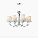 Simplicity Chrome Chandelier – Modern Candelabra Ceiling Light with Pleated Shades