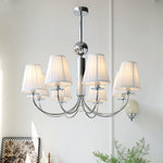 Simplicity Chrome Chandelier – Modern Candelabra Ceiling Light with Pleated Shades