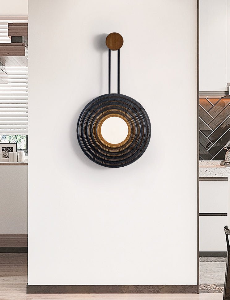 Singularitas Black Travertine Wall Sconce with Walnut Accent