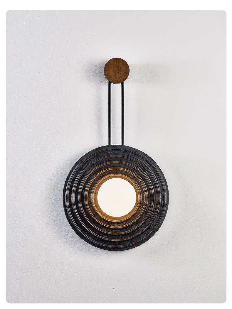 Singularitas Black Travertine Wall Sconce with Walnut Accent