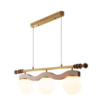 Sinuara Ribbon Globe Linear Chandelier – Modern Wood & Glass Pendant Light