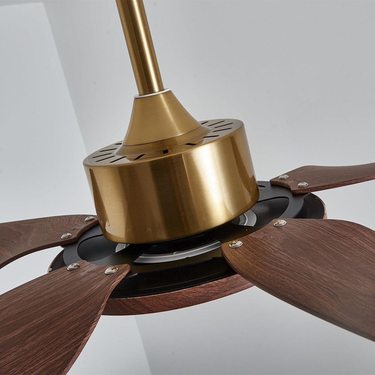 Sirocco Breeze Ceiling Fan with Integrated LED Light, Walnut and Brass, 42"