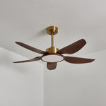 Sirocco Breeze Ceiling Fan with Integrated LED Light, Walnut and Brass, 42"