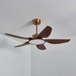 Sirocco Breeze Ceiling Fan with Integrated LED Light, Walnut and Brass, 42"
