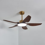 Sirocco Breeze Ceiling Fan with Integrated LED Light, Walnut and Brass, 42"