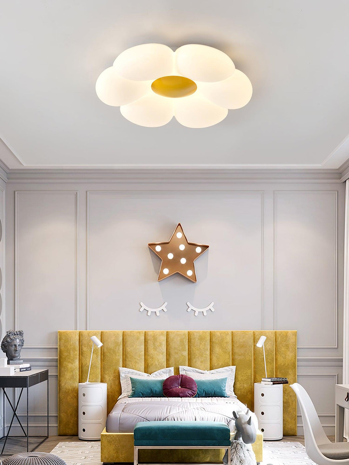 Six Leaf Flower Kids Room Ceiling Lamp