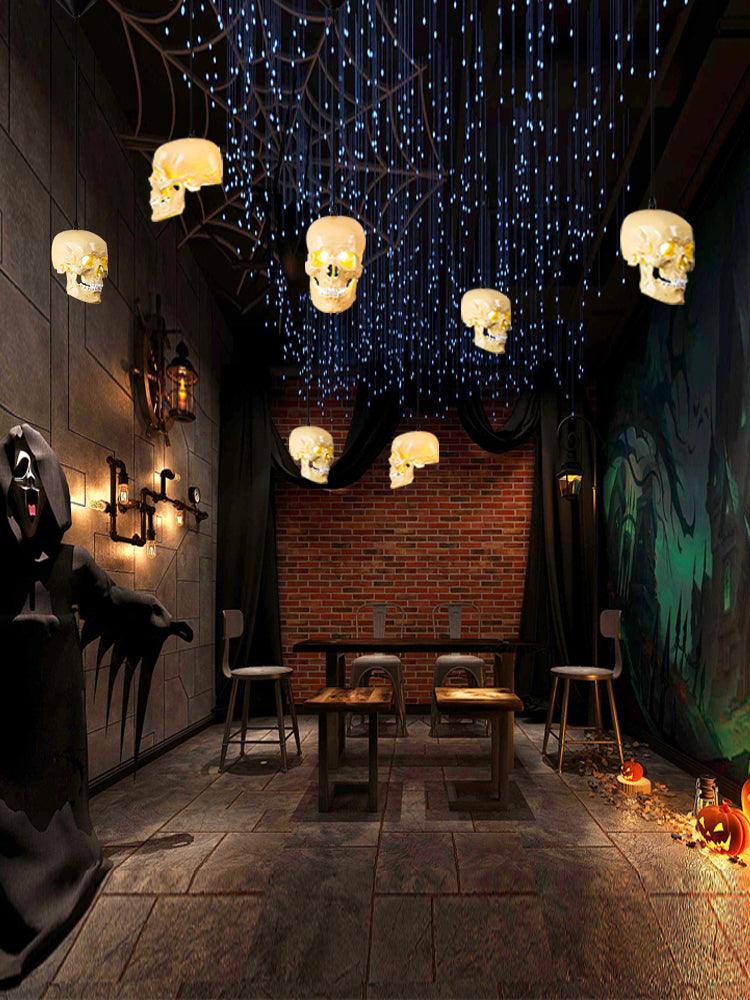 Skull Pendant Light – Beige Resin & Metal Designer Hanging Lamp