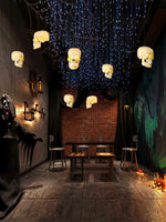 Skull Pendant Light – Beige Resin & Metal Designer Hanging Lamp