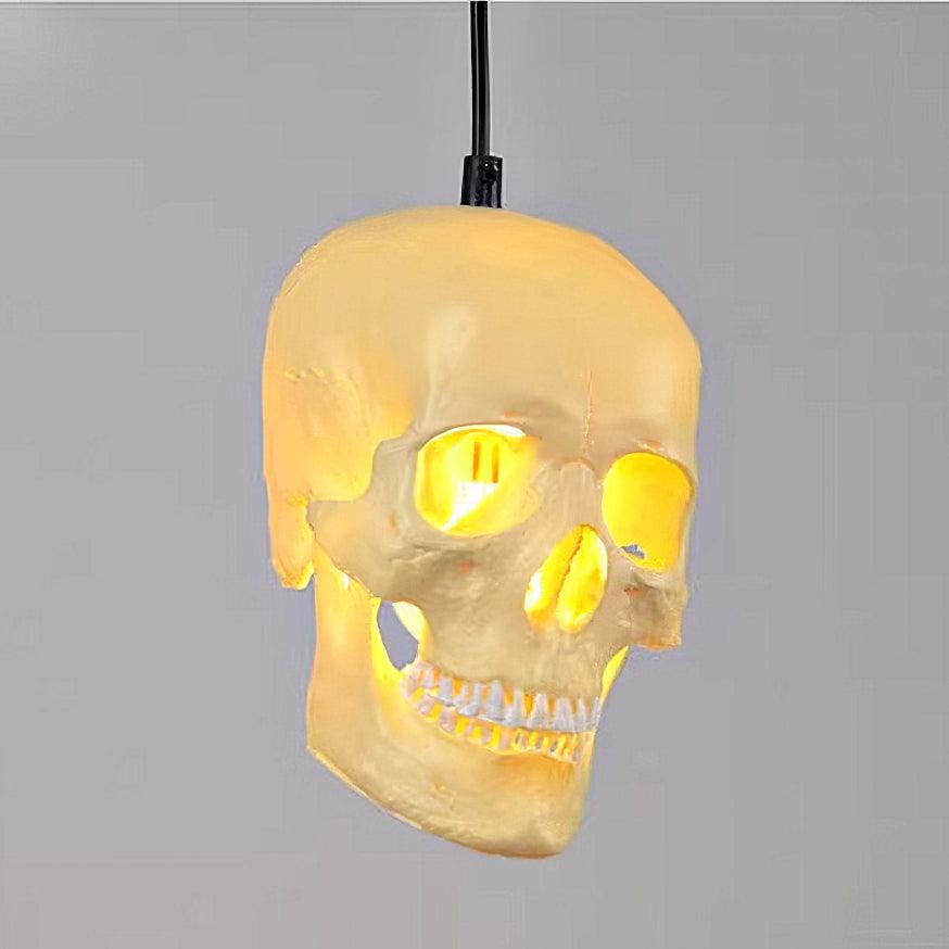 Skull Pendant Light – Beige Resin & Metal Designer Hanging Lamp