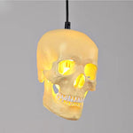 Skull Pendant Light – Beige Resin & Metal Designer Hanging Lamp