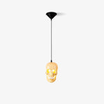 Skull Pendant Light – Beige Resin & Metal Designer Hanging Lamp