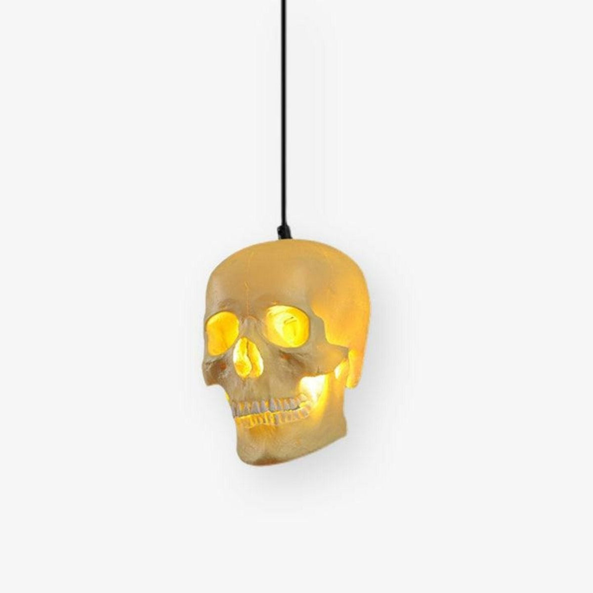 Skull Pendant Light – Beige Resin & Metal Designer Hanging Lamp