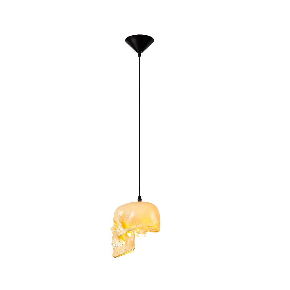 Skull Pendant Light – Beige Resin & Metal Designer Hanging Lamp