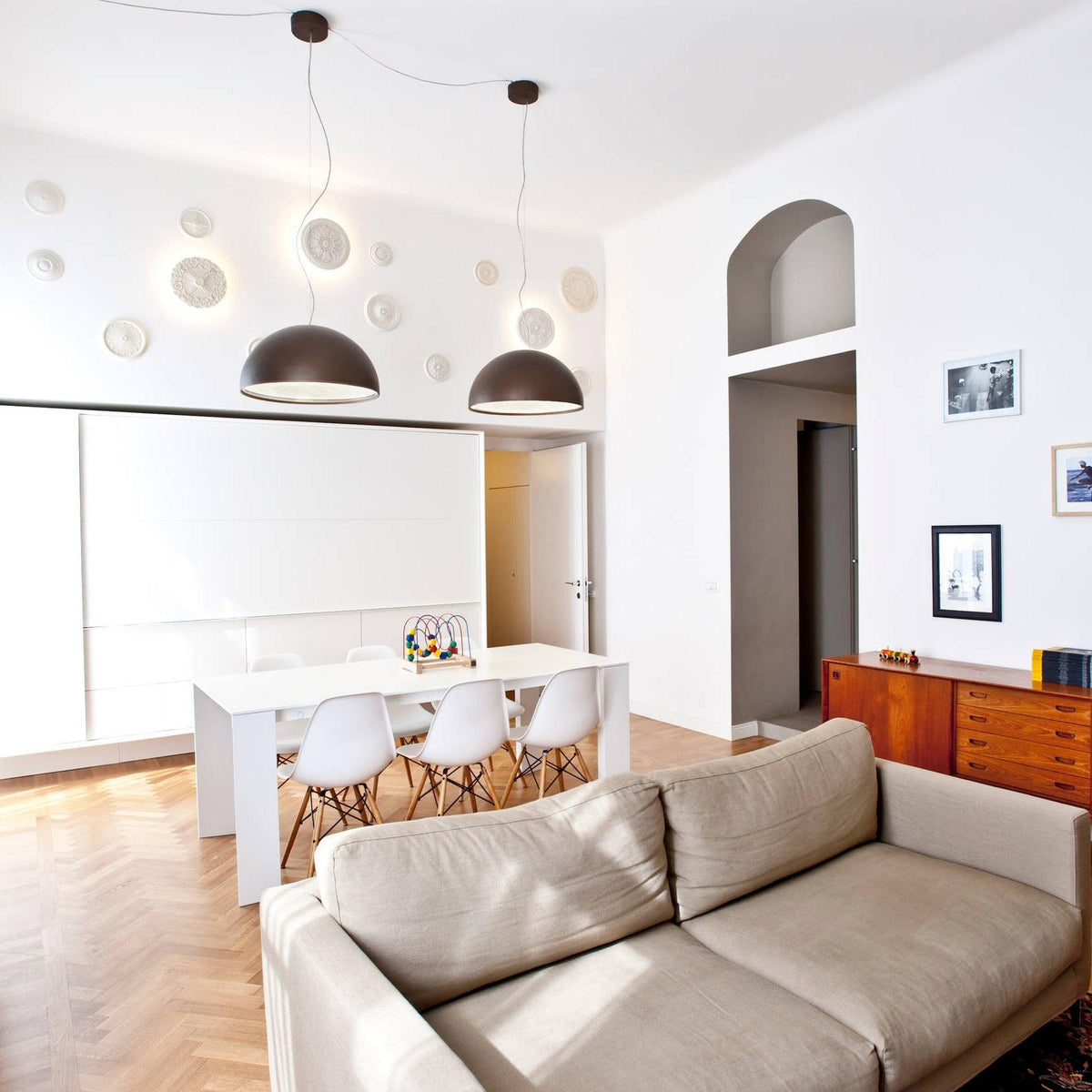 Hemisfera Plaster Pendant Light — Designer Hemisphere Suspension Lamp