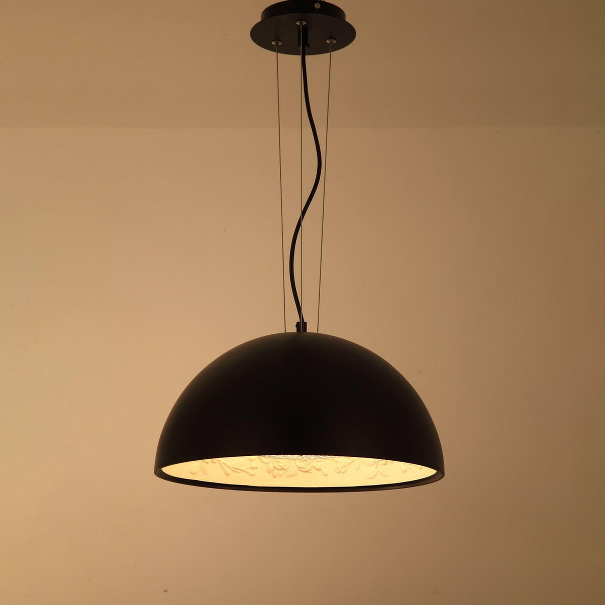 Hemisfera Plaster Pendant Light — Designer Hemisphere Suspension Lamp