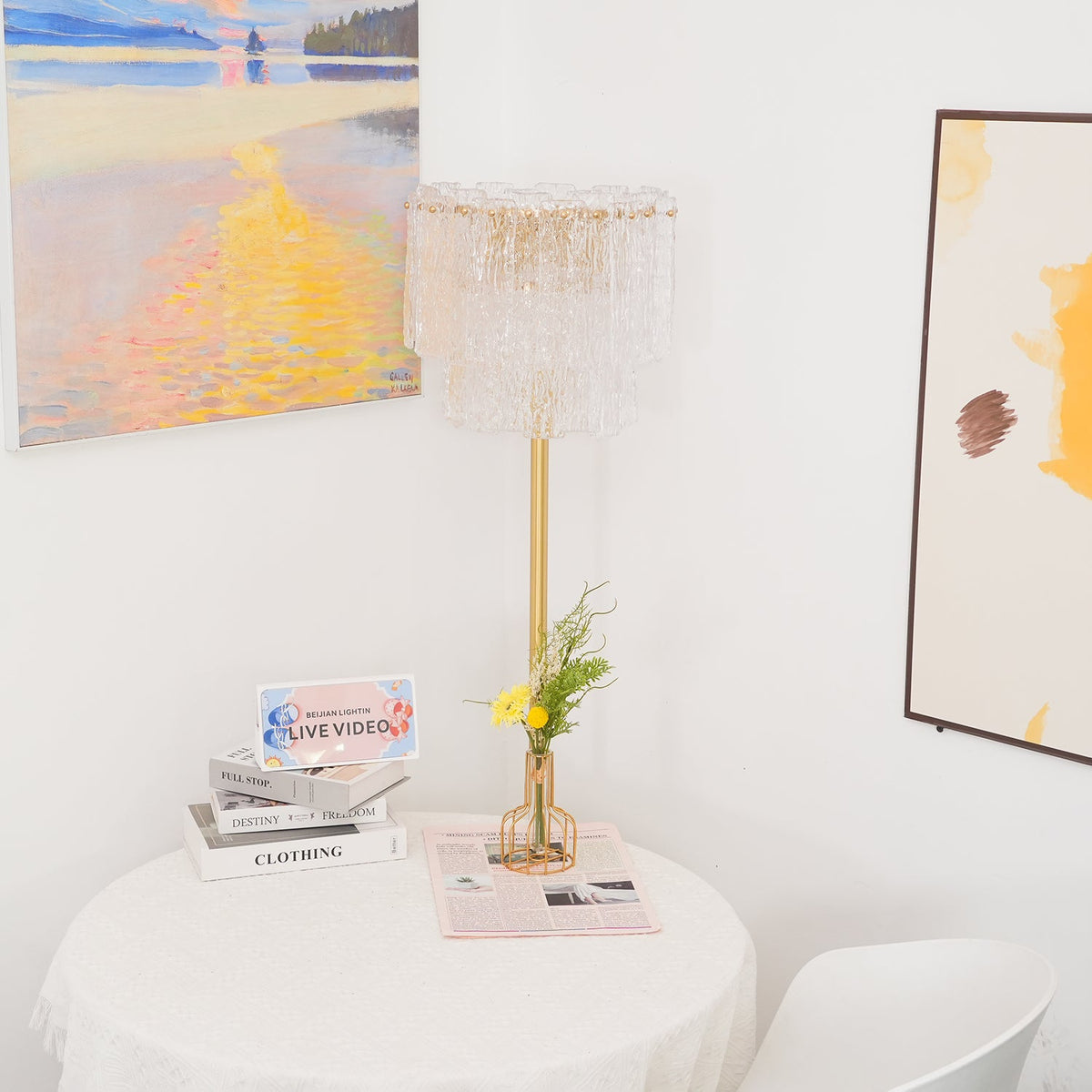 Skylar Brass and Glass Floor Lamp for Living Room and Bedroom