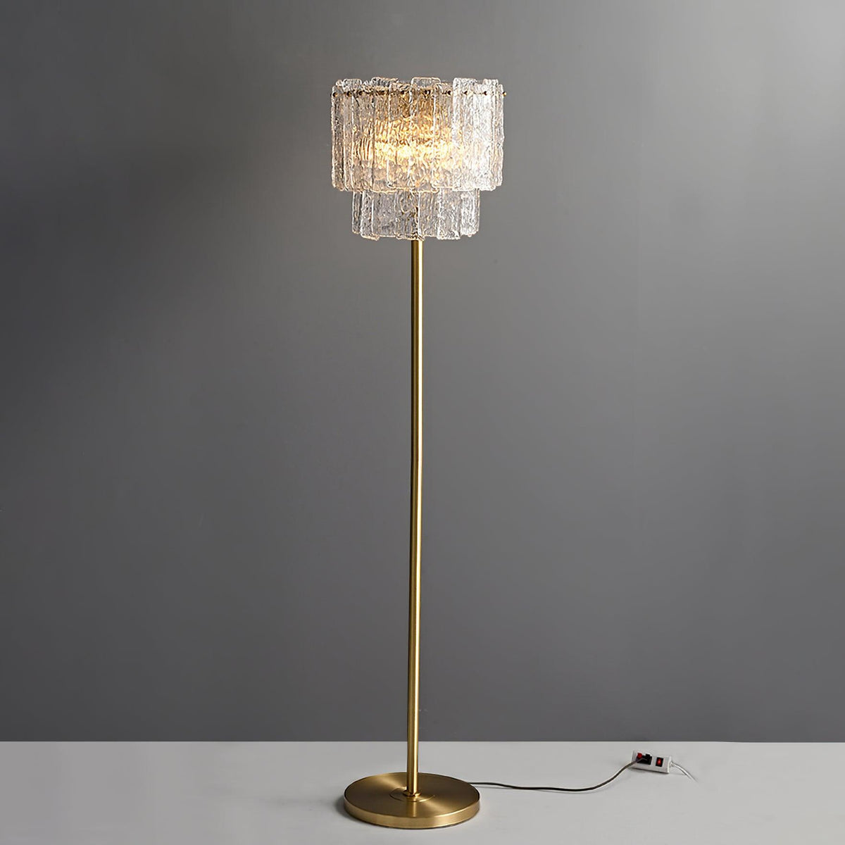 Skylar Brass and Glass Floor Lamp for Living Room and Bedroom