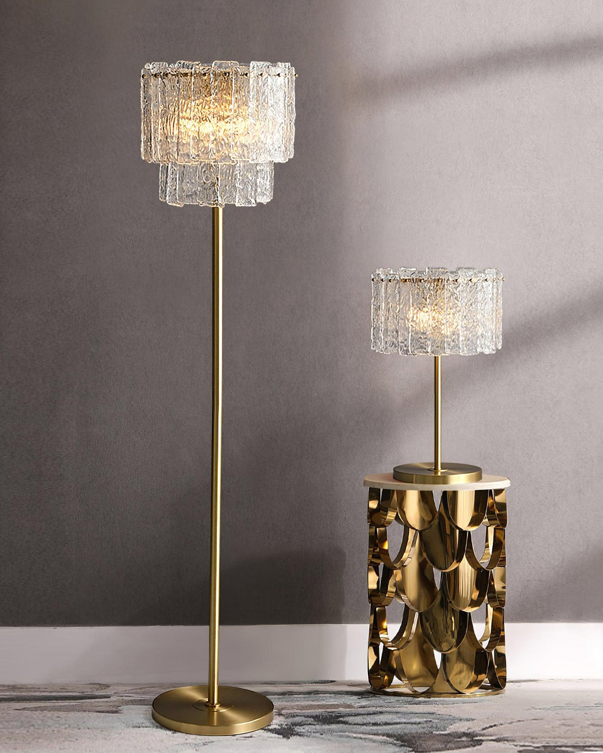 Skylar Brass and Glass Floor Lamp for Living Room and Bedroom