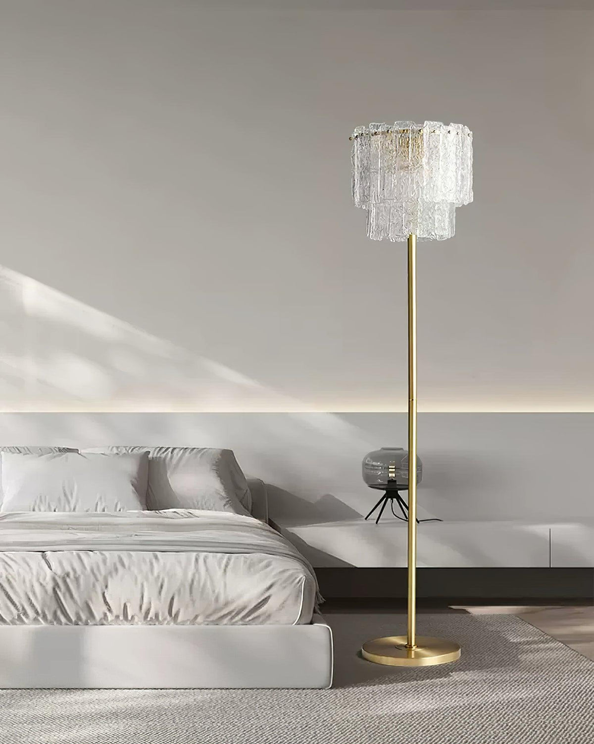 Skylar Brass and Glass Floor Lamp for Living Room and Bedroom