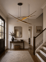 Skytrace Sculptural Wood LED Pendant Light, Modern Linear Chandelier