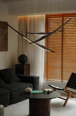 Skytrace Sculptural Wood LED Pendant Light, Modern Linear Chandelier
