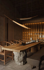 Skytrace Sculptural Wood LED Pendant Light, Modern Linear Chandelier