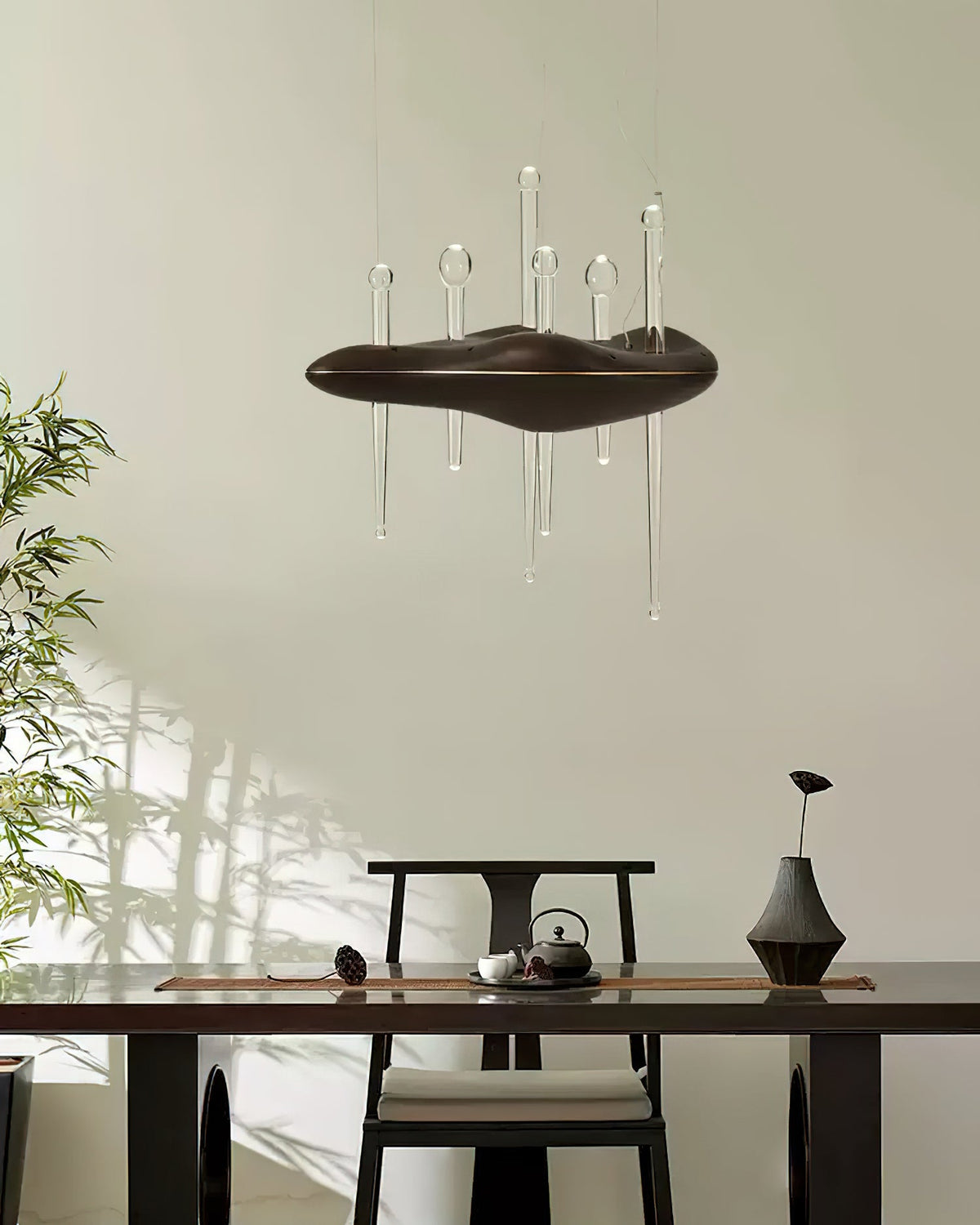 Skyward Thorn Modern Wood LED Chandelier for Dining Room and Living Space
