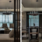 Skyward Thorn Modern Wood LED Chandelier for Dining Room and Living Space