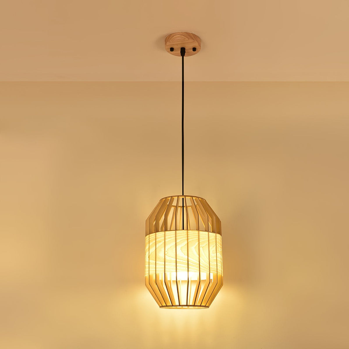Slatted Cage Wooden Pendant Light