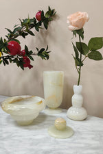 Small Jade Vase Table Lamp in Natural Stone for Ambient Lighting
