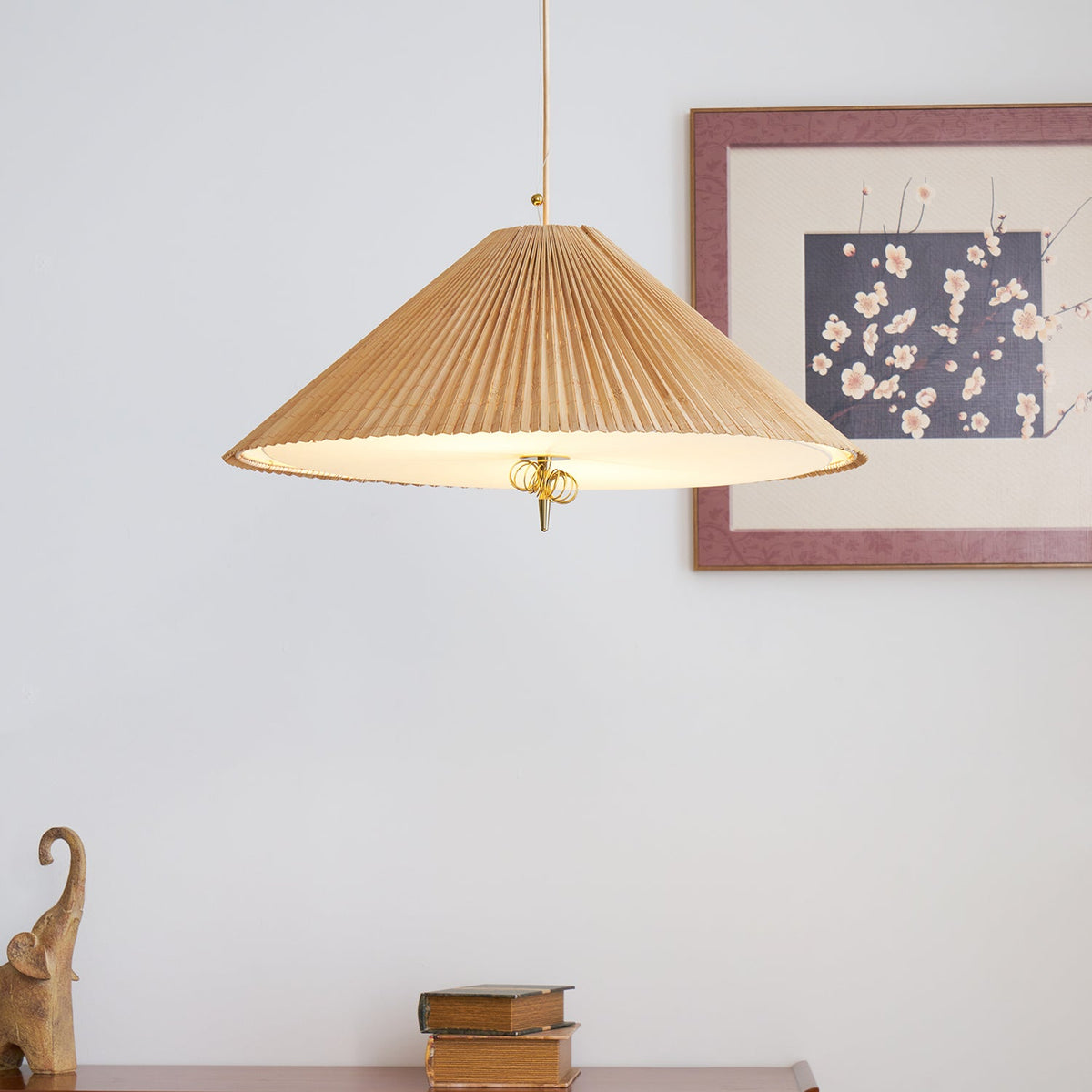 Tynellia Pendant Light – Natural Bamboo & Brass Nordic Pendant Lamp