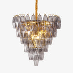 Smoke Gray Empire Chandelier – Hand-Cut Glass Pendant Light