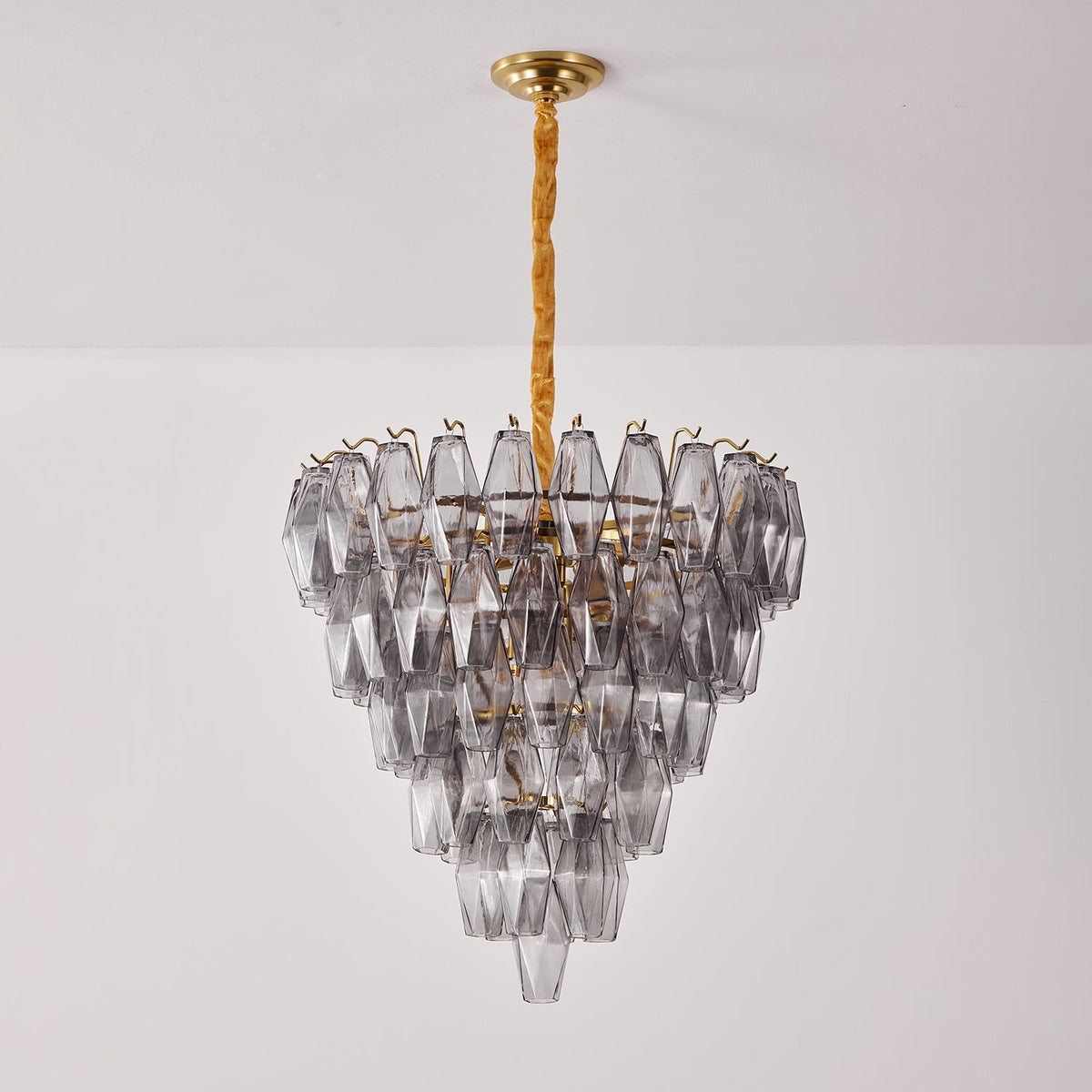 Smoke Gray Empire Chandelier – Hand-Cut Glass Pendant Light