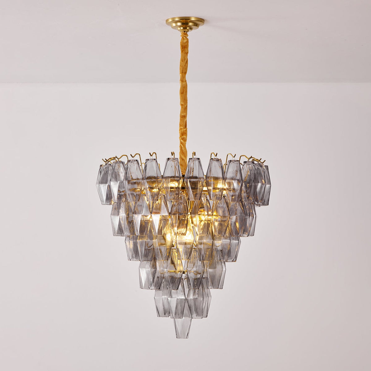 Smoke Gray Empire Chandelier – Hand-Cut Glass Pendant Light