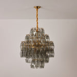 Smoke Gray Prism Round Chandelier in Gold Finish