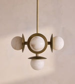 Snowflake Alabaster Orb Chandelier – Bronze & Natural Stone Pendant Light