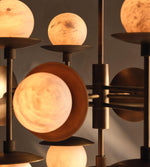 Snowflake Alabaster Orb Chandelier – Bronze & Natural Stone Pendant Light