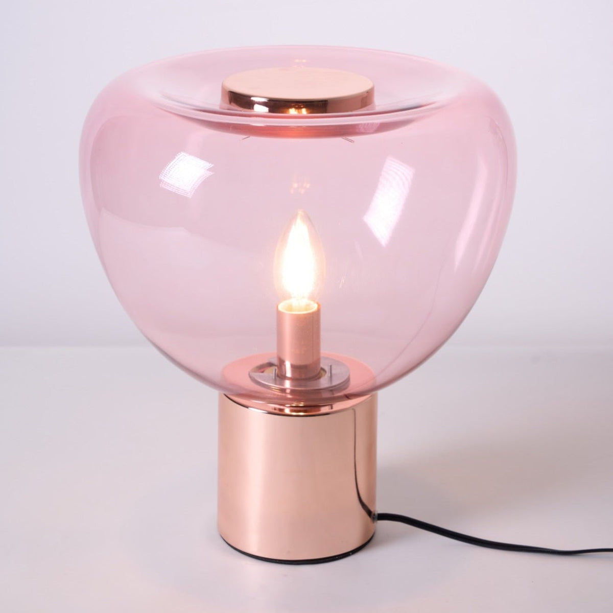 Sculptural Hand-Blown Glass Table Lamp with Mirrored Metal Base