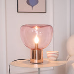 Sculptural Hand-Blown Glass Table Lamp with Mirrored Metal Base
