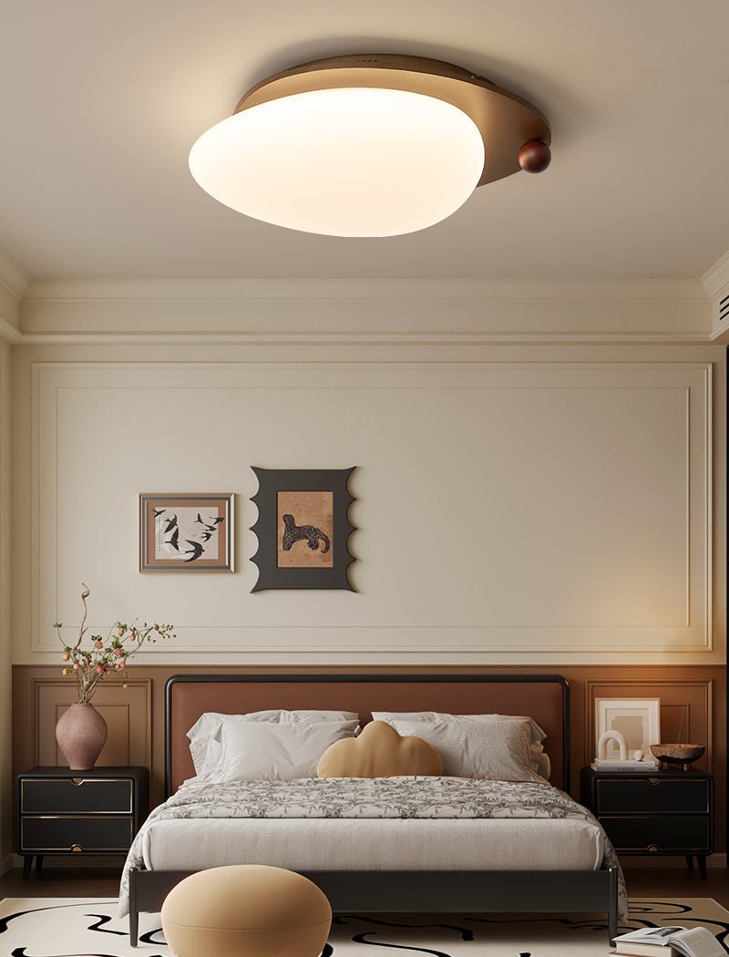 Walnut Wood Accent LED Flush Mount Ceiling Light